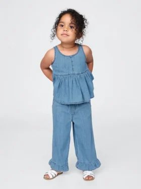 Set di abbigliamento in denim con volant per neonato & bebè