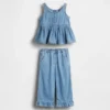 Set di abbigliamento in denim con volant per neonato & bebè