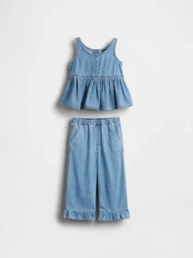 Set di abbigliamento in denim con volant per neonato & bebè
