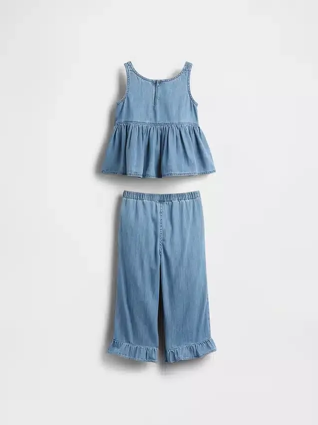 Set di abbigliamento in denim con volant per neonato & bebè