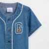 Set di abbigliamento in denim per neonati in stile varsity