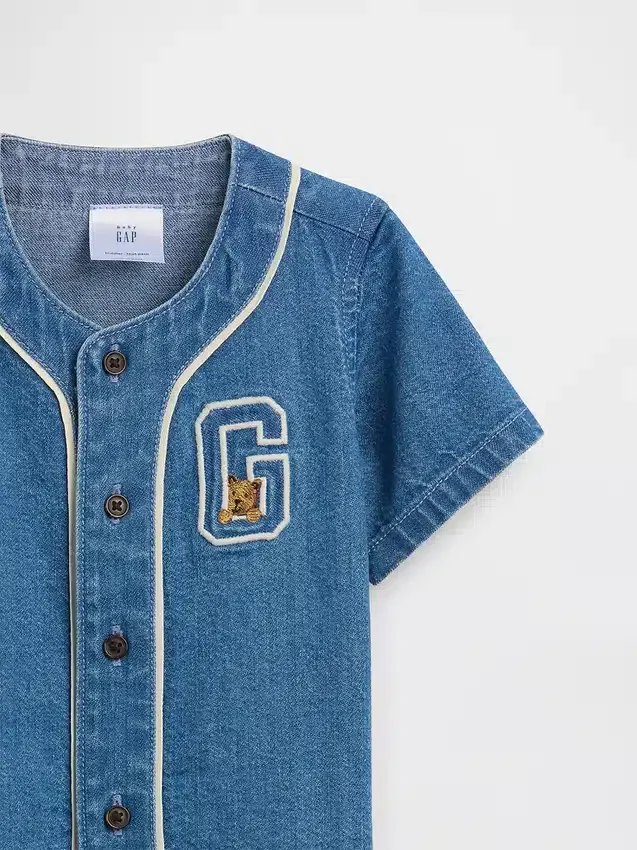 Set di abbigliamento in denim per neonati in stile varsity