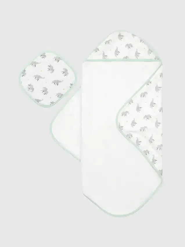 Set di asciugamani con cappuccio “Piccolo elefantino” in bambù