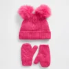 Set di berretto e guanti con pompon a trecce per Neonato & Bebè