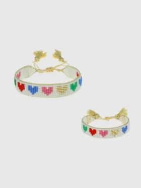 Set di braccialetti Hart "Mini and Me" con cuori arcobaleno
