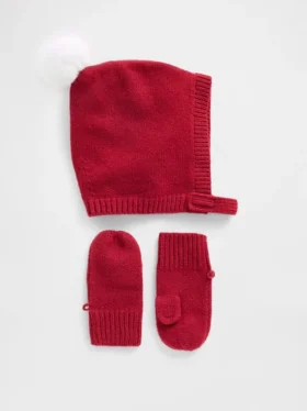 Set di cappello con pompon e guanti CashSoft per neonato & bebè