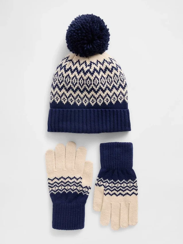 Set di cappello e guanti Fair Isle CashSoft per bambini
