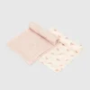 Set di fasce in bambù con coniglietto e onde rosa