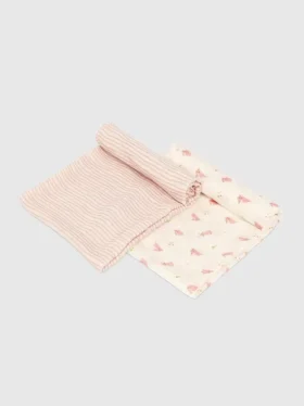 Set di fasce in bambù con coniglietto e onde rosa