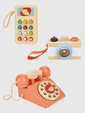 Set di giocattoli tecnologici: pacco telefoni e fotocamera per bambini piccoli