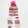 Set per bambini con cappello con pompon e guanti