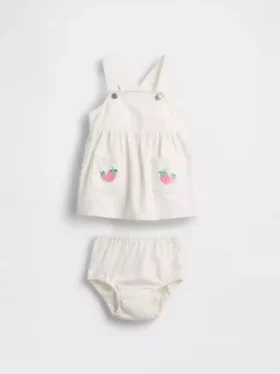 Set per neonati con gonnellina in denim e copripannolino
