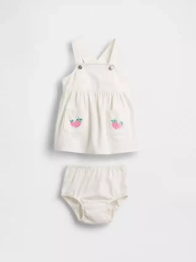 Set per neonati con gonnellina in denim e copripannolino