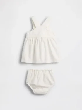 Set per neonati con gonnellina in denim e copripannolino