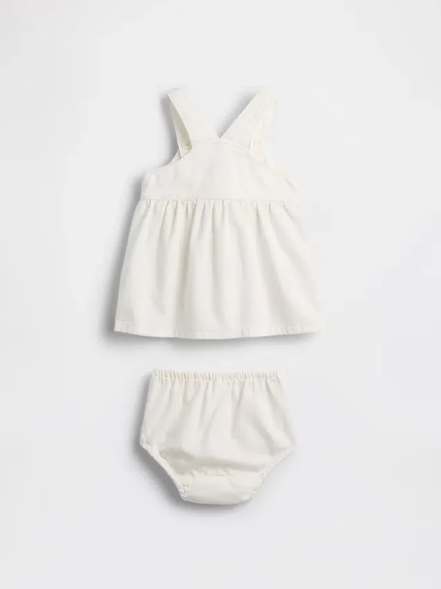 Set per neonati con gonnellina in denim e copripannolino