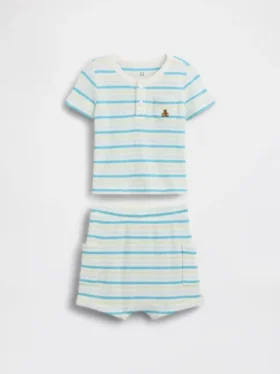 Set per neonati con maglietta Henley in maglia waffle