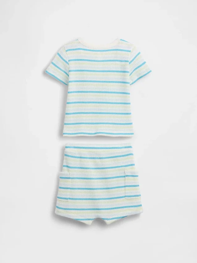 Set per neonati con maglietta Henley in maglia waffle