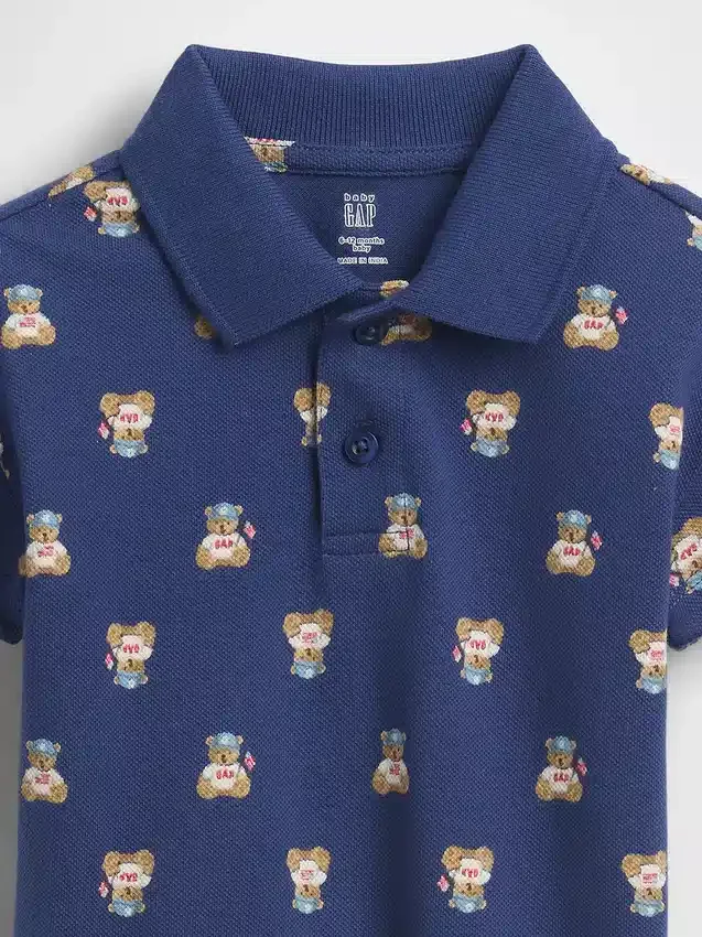 Set per neonati con polo in piqué con orsetto Brannan