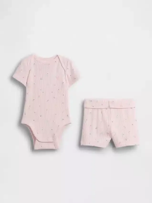 Set per neonati “Grow-With-Me” con pantaloncini a costine sottili