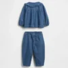 Set per neonati in denim a motivi floreali