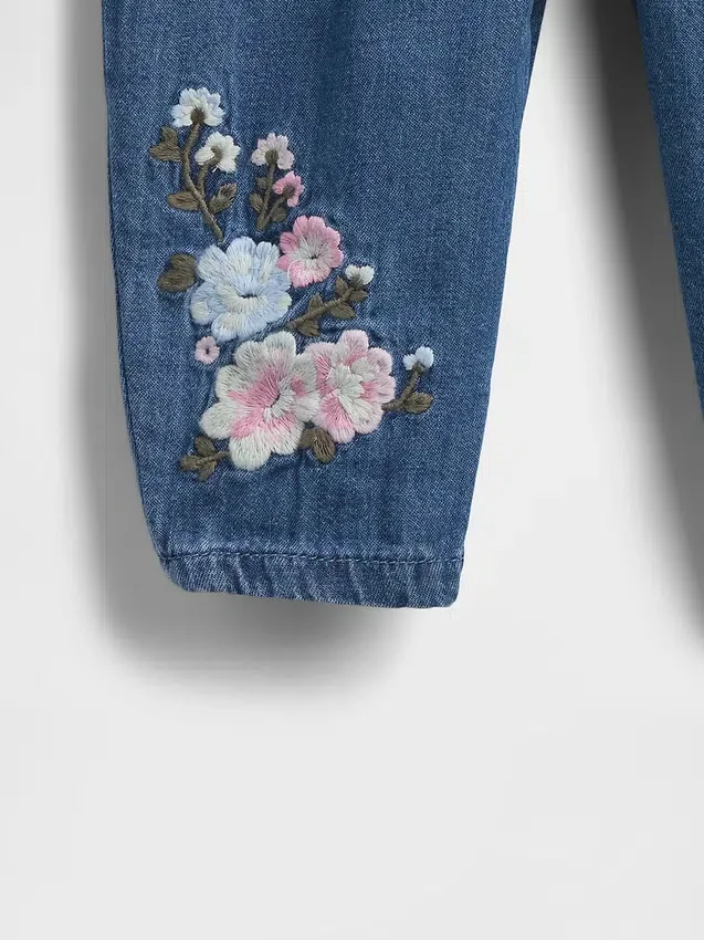 Set per neonati in denim a motivi floreali