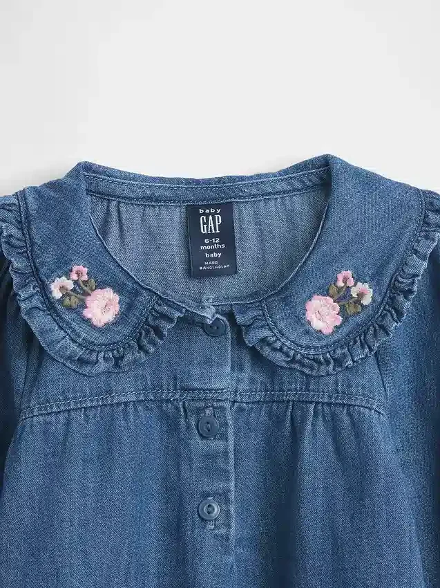 Set per neonati in denim a motivi floreali