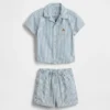 Set per neonati in denim a righe