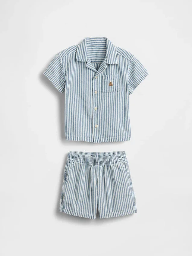 Set per neonati in denim a righe