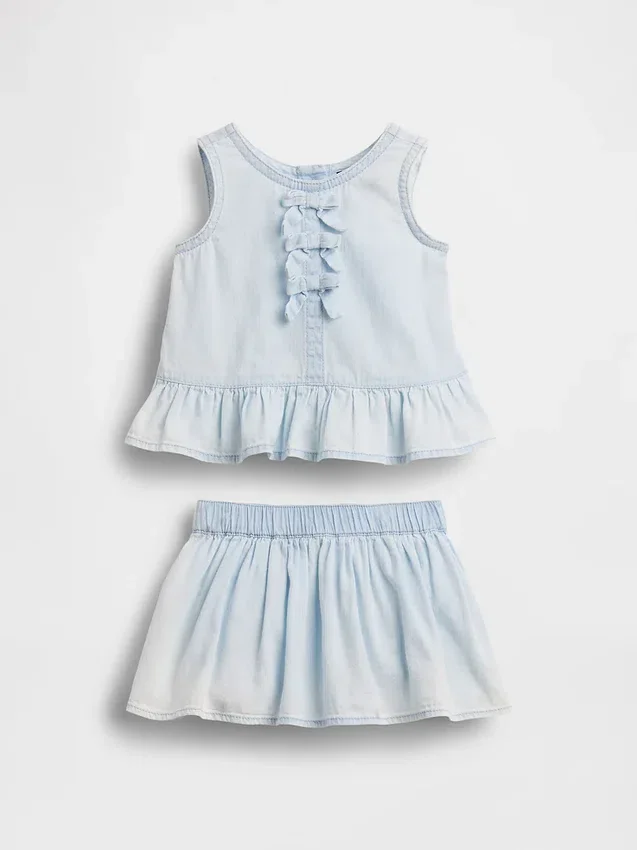 Set per neonati in denim con fiocco