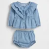 Set per neonati in denim con volant