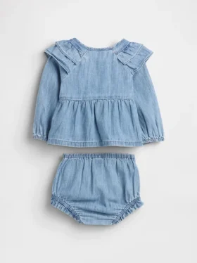 Set per neonati in denim con volant