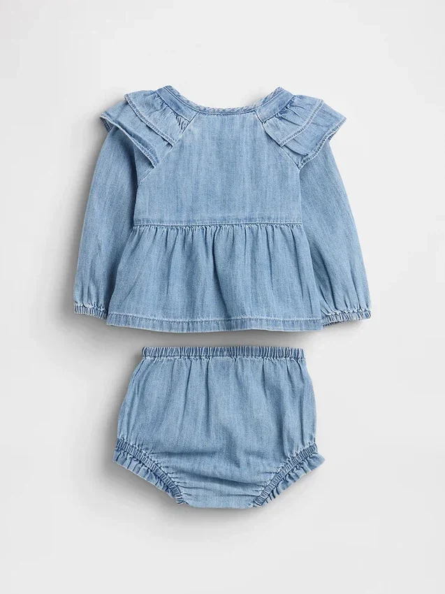 Set per neonati in denim con volant