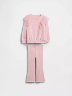 Set per neonato & bebè composto da felpa in tulle e leggings svasati a costine