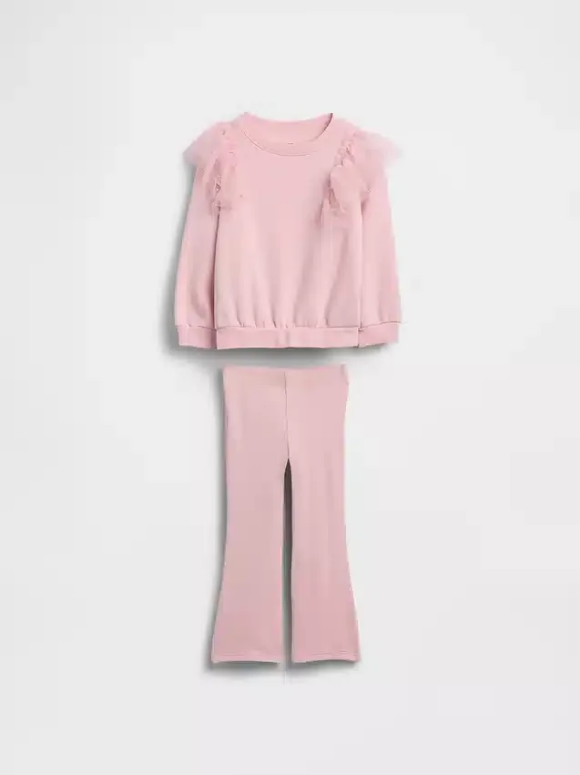 Set per neonato & bebè composto da felpa in tulle e leggings svasati a costine