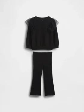 Set per neonato & bebè composto da felpa in tulle e leggings svasati a costine