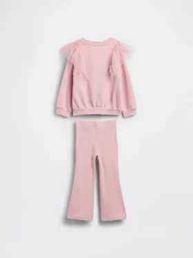 Set per neonato & bebè composto da felpa in tulle e leggings svasati a costine