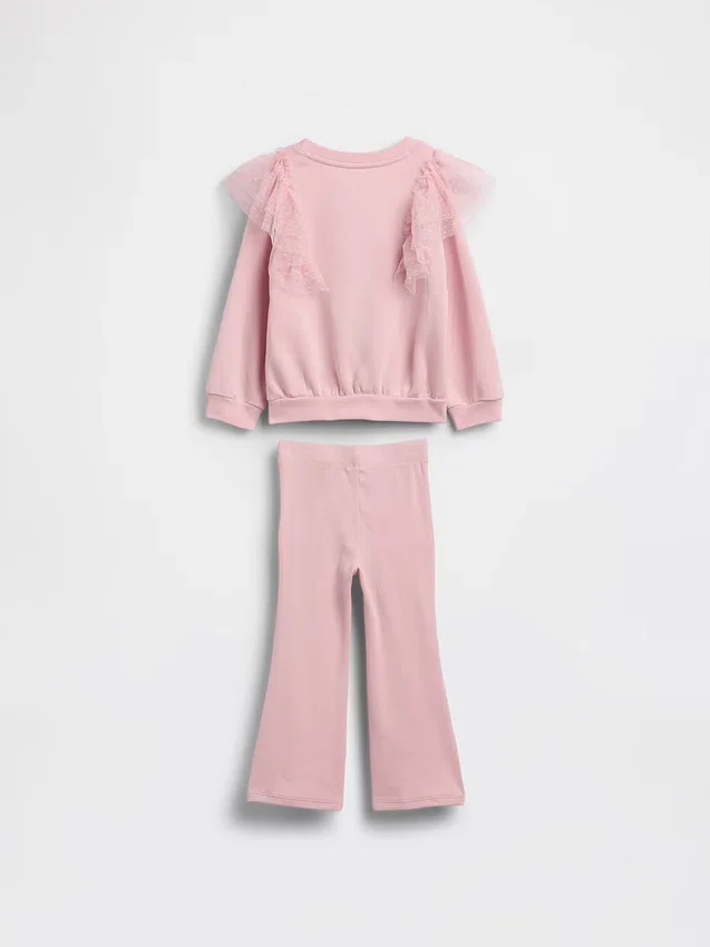 Set per neonato & bebè composto da felpa in tulle e leggings svasati a costine