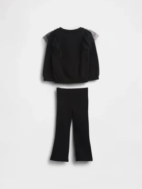 Set per neonato & bebè composto da felpa in tulle e leggings svasati a costine