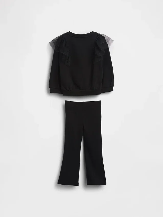 Set per neonato & bebè composto da felpa in tulle e leggings svasati a costine
