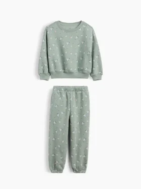 Set per neonato & bebè con felpa e pantaloni in Vintagesoft a motivi floreali