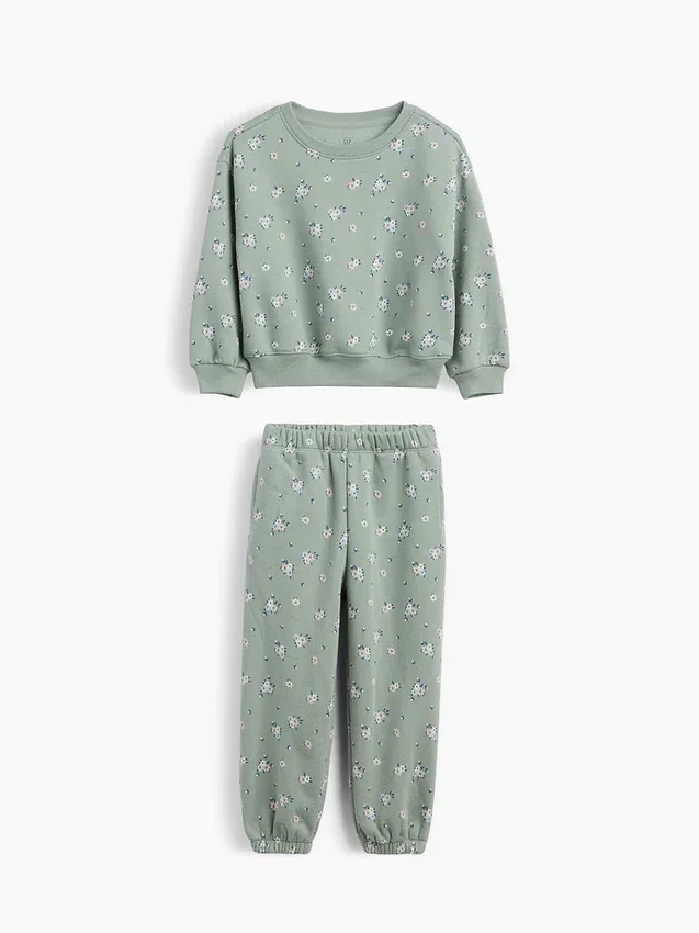 Set per neonato & bebè con felpa e pantaloni in Vintagesoft a motivi floreali