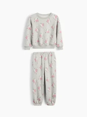Set per neonato & bebè con felpa e pantaloni in Vintagesoft a motivi floreali