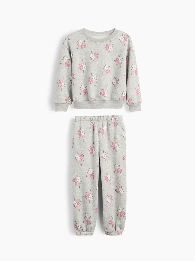 Set per neonato & bebè con felpa e pantaloni in Vintagesoft a motivi floreali