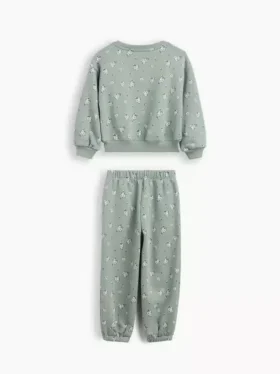 Set per neonato & bebè con felpa e pantaloni in Vintagesoft a motivi floreali