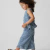 Set per neonato & bebè in denim a quadretti con orlo a balze