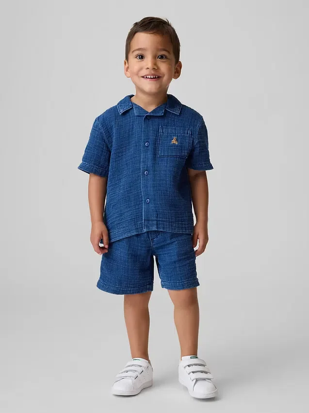 Set per neonato & bebè in denim di garza di cotone