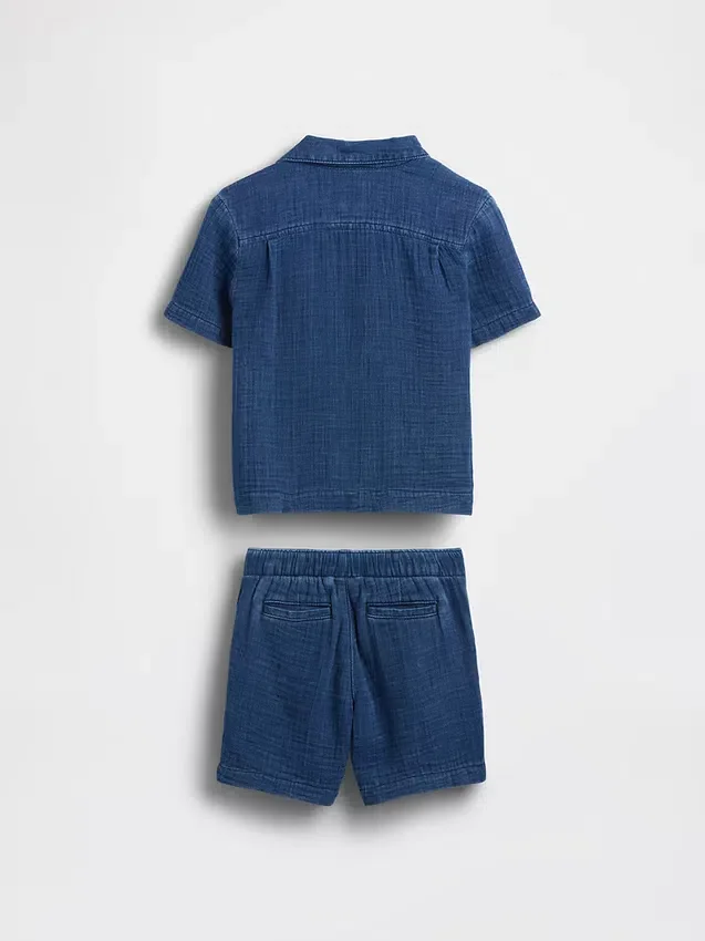 Set per neonato & bebè in denim di garza di cotone