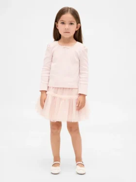 Set per neonato & bebè in maglia a costine e tulle
