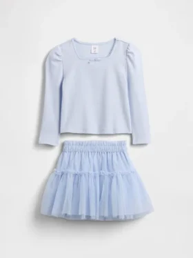 Set per neonato & bebè in maglia a costine e tulle