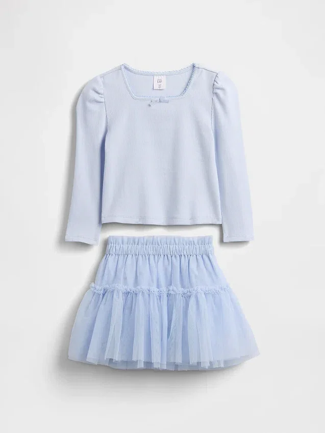Set per neonato & bebè in maglia a costine e tulle